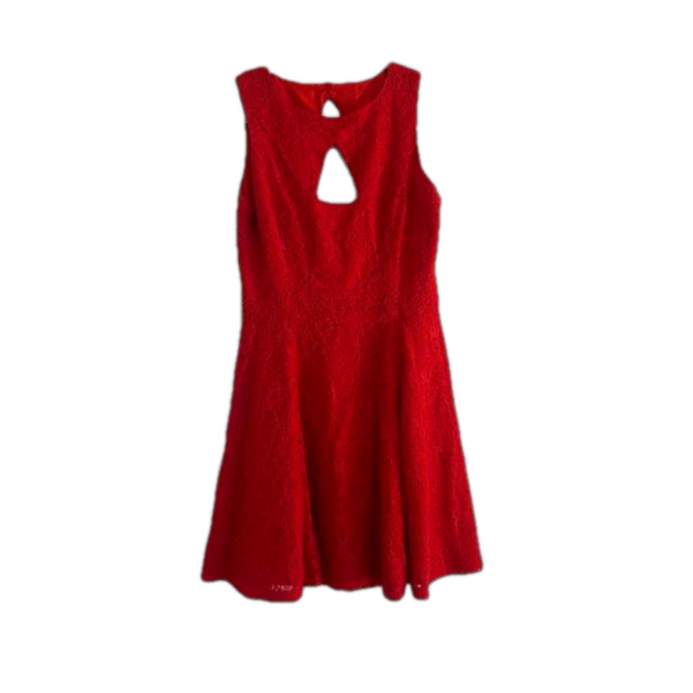 Cocktail dress size 4 fit and flare cut out lace red Jack by BB Dakota